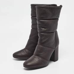 Pre Owned Gianvito Rossi Brown Leather Ankle Length Boots Size 37