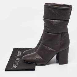 Pre Owned Gianvito Rossi Brown Leather Ankle Length Boots Size 37