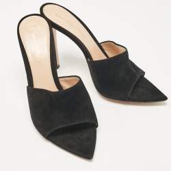 Pre Owned Gianvito Rossi Black Suede Elle Slide Sandals Size 38