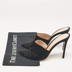 Pre Owned Gianvito Rossi Black Suede Elle Slide Sandals Size 38