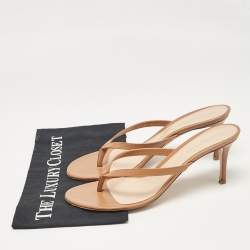 Pre Owned Gianvito Rossi Brown Leather Calypso Slide Sandals Size 41