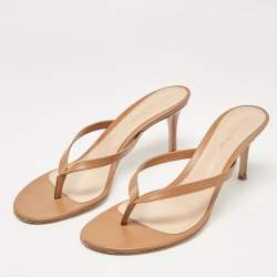 Pre Owned Gianvito Rossi Brown Leather Calypso Slide Sandals Size 41