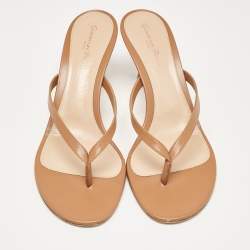 Pre Owned Gianvito Rossi Brown Leather Calypso Slide Sandals Size 41