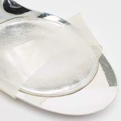 Pre Owned Gianvito Rossi Silver Leather and PVC Spice Sandals Size 41