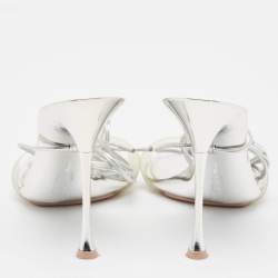 Pre Owned Gianvito Rossi Silver Leather and PVC Spice Sandals Size 41