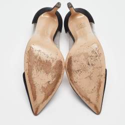 Pre Owned Gianvito Rossi Black Suede and PVC Plexi Pumps Size 38.5