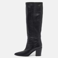 Pre Owned Gianvito Rossi Black Leather Knee Length Boots Size 39