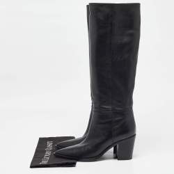 Pre Owned Gianvito Rossi Black Leather Knee Length Boots Size 39