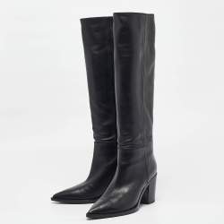Pre Owned Gianvito Rossi Black Leather Knee Length Boots Size 39