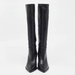Pre Owned Gianvito Rossi Black Leather Knee Length Boots Size 39