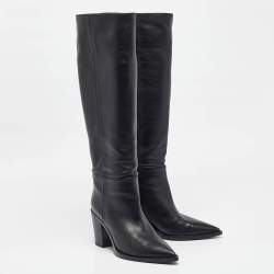 Pre Owned Gianvito Rossi Black Leather Knee Length Boots Size 39