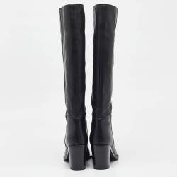 Pre Owned Gianvito Rossi Black Leather Knee Length Boots Size 39