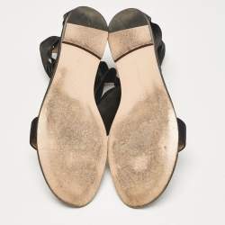 Pre Owned Gianvito Rossi Black Satin Ankle Tie Flat Sandals Size 40