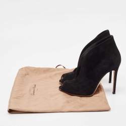 Pre Owned Gianvito Rossi Black Suede Vamp Booties Size 35