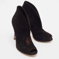 Pre Owned Gianvito Rossi Black Suede Vamp Booties Size 35