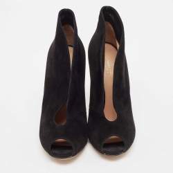 Pre Owned Gianvito Rossi Black Suede Vamp Booties Size 35
