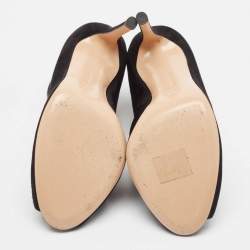 Pre Owned Gianvito Rossi Black Suede Vamp Booties Size 35