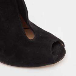 Pre Owned Gianvito Rossi Black Suede Vamp Booties Size 35