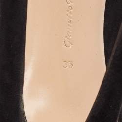 Pre Owned Gianvito Rossi Black Suede Vamp Booties Size 35