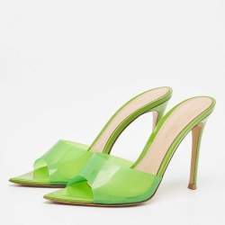 Gianvito Rossi Green PVC Elle Slide Sandals Size 37