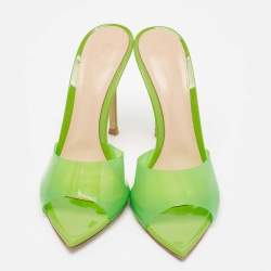 Gianvito Rossi Green PVC Elle Slide Sandals Size 37