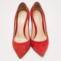 Gianvito Rossi Red Suede Pointed Toe Pumps Size 37