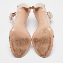 Pre Owned Gianvito Rossi Beige Leather Portofino Ankle Strap Sandals Size 35