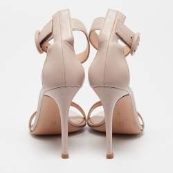 Pre Owned Gianvito Rossi Beige Leather Portofino Ankle Strap Sandals Size 35