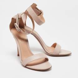 Pre Owned Gianvito Rossi Beige Leather Portofino Ankle Strap Sandals Size 35