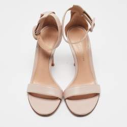 Pre Owned Gianvito Rossi Beige Leather Portofino Ankle Strap Sandals Size 35