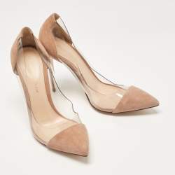 Gianvito Rossi Beige PVC and Suede Plexi Pumps Size 35.5