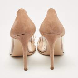 Gianvito Rossi Beige PVC and Suede Plexi Pumps Size 35.5