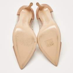 Gianvito Rossi Beige PVC and Suede Plexi Pumps Size 35.5