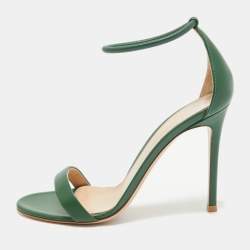 Pre Owned Gianvito Rossi Green Leather Ankle Cuff Sandals Size 36.5