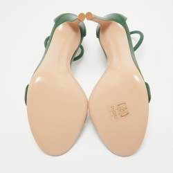 Pre Owned Gianvito Rossi Green Leather Ankle Cuff Sandals Size 36.5
