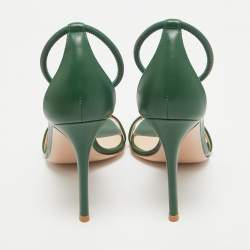 Pre Owned Gianvito Rossi Green Leather Ankle Cuff Sandals Size 36.5