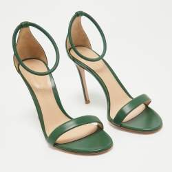 Pre Owned Gianvito Rossi Green Leather Ankle Cuff Sandals Size 36.5