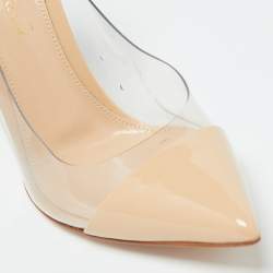 Gianvito Rossi Beige Patent Leather and PVC Plexi Pumps Size 36