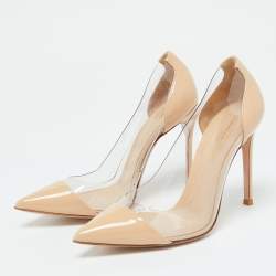 Gianvito Rossi Beige Patent Leather and PVC Plexi Pumps Size 36