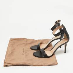 Pre Owned Gianvito Rossi Black Leather Portofino Ankle Strap Sandals Size 40