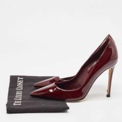 Pre Owned Gianvito Rossi Burgundy Patent Leather Pumps Size 37.5