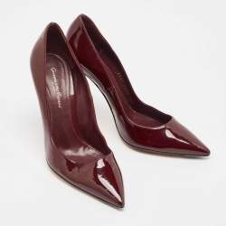 Pre Owned Gianvito Rossi Burgundy Patent Leather Pumps Size 37.5