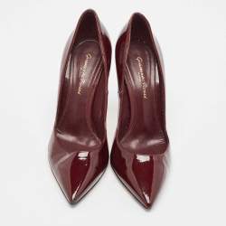 Pre Owned Gianvito Rossi Burgundy Patent Leather Pumps Size 37.5