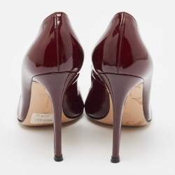 Pre Owned Gianvito Rossi Burgundy Patent Leather Pumps Size 37.5
