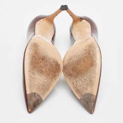 Pre Owned Gianvito Rossi Burgundy Patent Leather Pumps Size 37.5