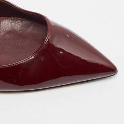 Pre Owned Gianvito Rossi Burgundy Patent Leather Pumps Size 37.5