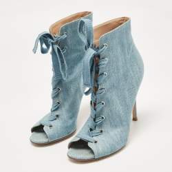 Pre Owned Gianvito Rossi Blue Denim Marie Ankle Boots Size 38