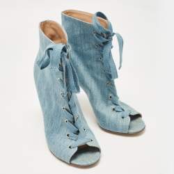 Pre Owned Gianvito Rossi Blue Denim Marie Ankle Boots Size 38