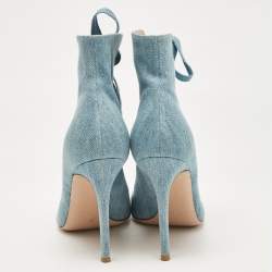 Pre Owned Gianvito Rossi Blue Denim Marie Ankle Boots Size 38