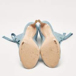 Pre Owned Gianvito Rossi Blue Denim Marie Ankle Boots Size 38